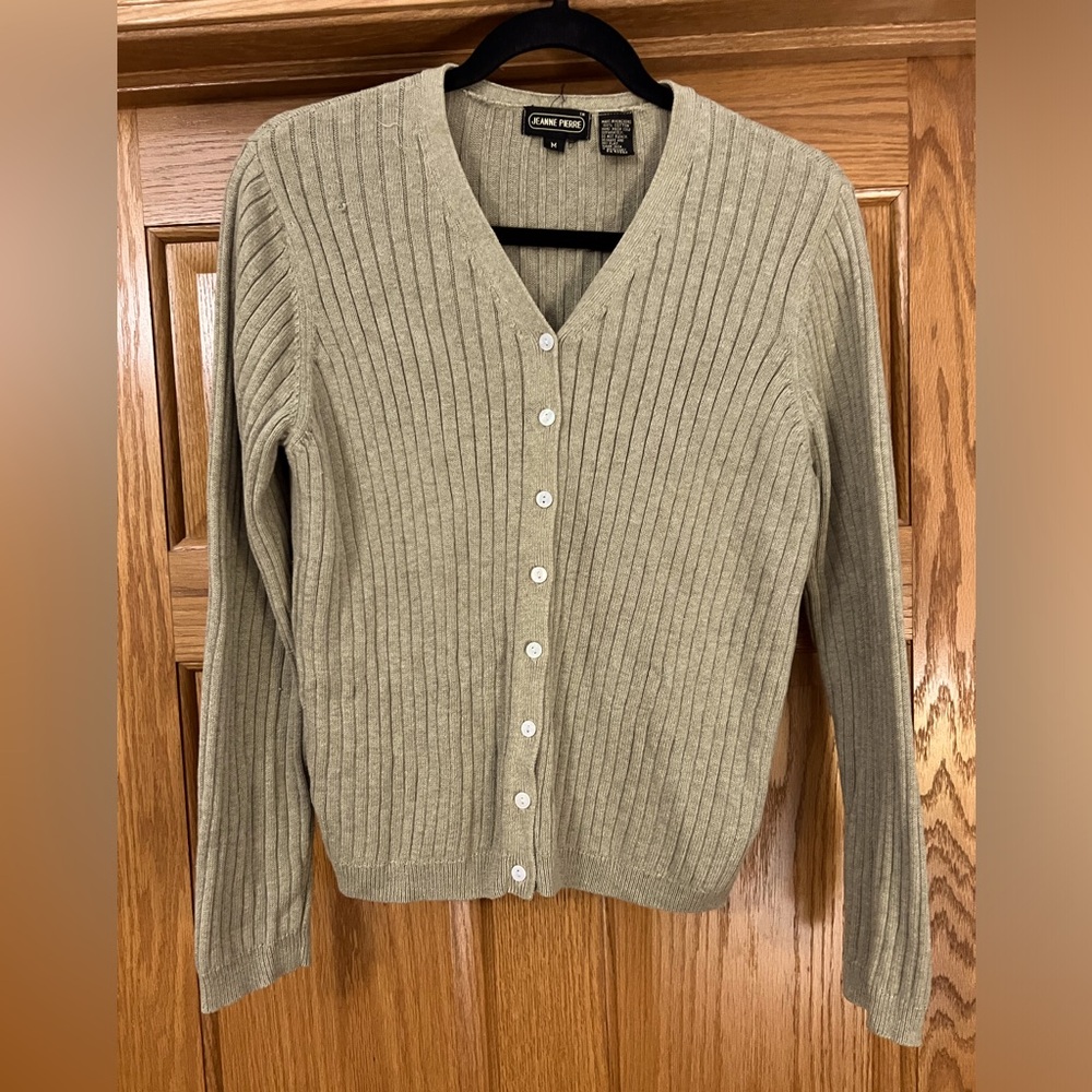 Jeanne Pierre light brown cardigan, size medium